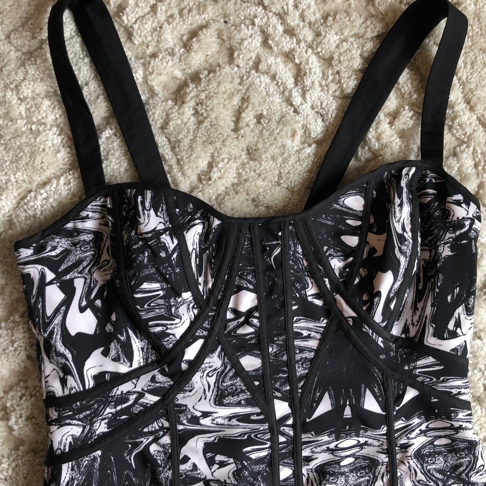 Black & White printed midi